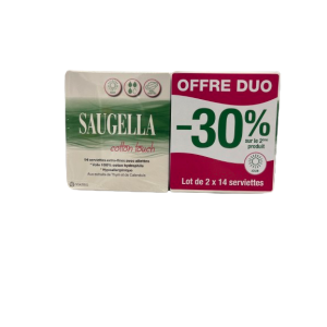 Saugella Cotoon Touche Offre Duo Lot de 2 X 14 Serviettes